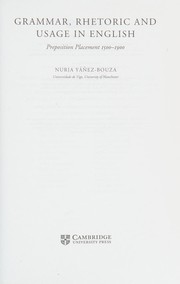 Front cover of Grammar, Rhetoric and Usage in English by Nuria Yáñez-Bouza