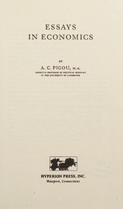 Front cover of Essays in economics by A. C. Pigou