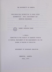 Front cover of Individualized instruction in grade seven mathematics by Audrey Kathleen Sunde