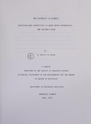 Front cover of Individualized instruction in grade seven mathematics by B. Gerrit Te Kampe