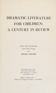 Cover of Dramatic Literature for Children by Roger L. Bedard