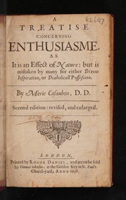 Front cover of A treatise concerning enthusiasme, as it is an effect of nature by Meric Casaubon