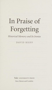 Front cover of In praise of forgetting by David Rieff