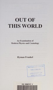 Front cover of Out of this world by Hyman Frankel