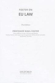 Front cover of Foster on EU law by Nigel G. Foster