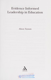 Front cover of Evidence informed leadership in education by Alison Taysum