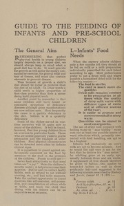 Front cover of The feeding of infants and pre-school children by Great Britain. Department of Health for Scotland