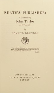 Cover of Keats's publisher by Edmund Blunden