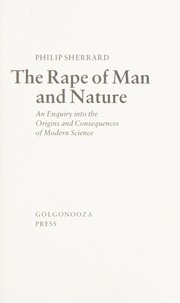 Front cover of The rape of man and nature by Philip Sherrard