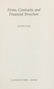 Front cover of Firms, contracts and financial structure by Oliver Hart