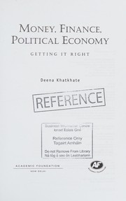 Front cover of Money, finance, political economy by Deena R. Khatkhate