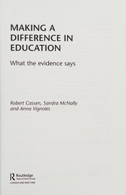 Cover of Making a Difference in Education by Robert Cassen