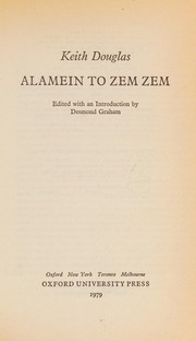 Cover of Alamein to Zem Zem by Keith Castellain Douglas