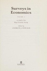 Front cover of Surveys in economics by Andrew J. Oswald