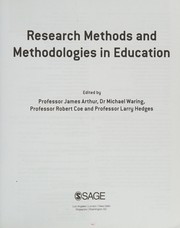 Cover of Research Methods and Methodologies in Education by Larry V. Hedges