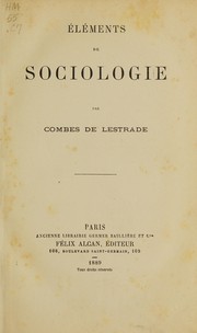 Front cover of Éléments de sociologie by Combes de Lestrade, Gaëtan vicomte