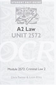 Cover of A2 Law OCR Unit 2572 by C. Turner