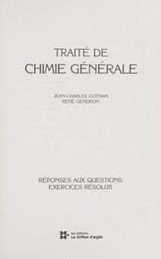 Front cover of Traité de chimie générale by Jean-Charles Cotnam