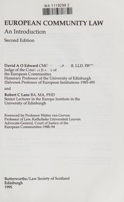 Front cover of European community law by David A. O. Edward