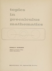 Front cover of Topics in precalculus mathematics by Donald R. Burleson