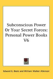 Cover of Subconscious Power Or Your Secret Forces by Edward E. Beals