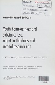 Front cover of Youth homelessness and substance use by Emma Wincup