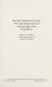 Front cover of Social interaction and the development of language and cognition by Alison Garton