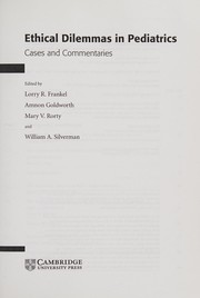 Front cover of Ethical dilemmas in pediatrics by Lorry R. Frankel