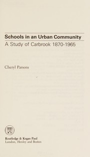 Front cover of Schools in an urban community by Cheryl Parsons