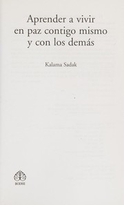 Cover of Aprender a vivir en paz contigo y con los demás by Kalama Sadak