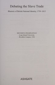 Cover of Debating the slave trade by Srividhya Swaminathan