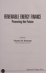 Front cover of Renewable energy finance by Charles W. Donovan