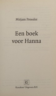 Front cover of Ein Buch für Hanna by Mirjam Pressler
