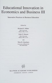 Front cover of Educational innovation in economics and business by Wim H. Gijselaers