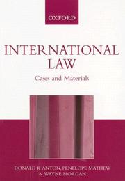 Front cover of International law by Donald K. Anton