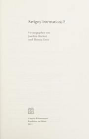 Cover of Savigny international? by Thomas Duve