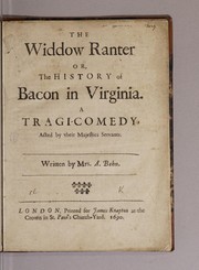 Front cover of The Widdow Ranter, or, The history of bacon in Virginia by Aphra Behn
