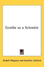Cover of Goethe as a scientist by R. Magnus