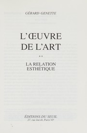 Front cover of L' oeuvre de l'art by Gérard Genette