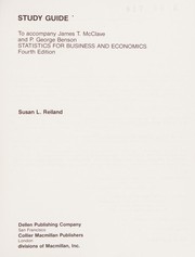 Front cover of Study guide to accompany James T. McClave and P. George Benson Statistics for business and economics, fourth edition by Susan L. Reiland