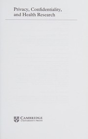 Cover of Privacy, confidentiality, and health research by William W. Lowrance