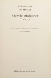 Front cover of Bilder des griechischen Theaters by Richard Green