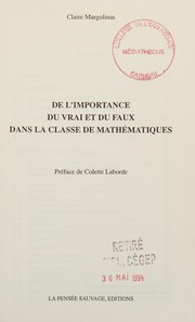 Front cover of De l'importance du vrai et du faux dans la classe de mathématiques by Margolinas C