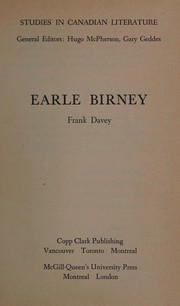 Cover of Earle Birney by Frank Davey