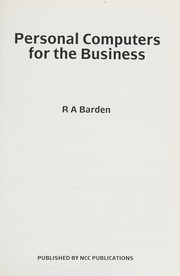 Front cover of Personal Computers for the Business by R.A. Barden