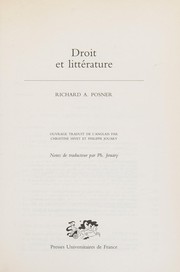 Front cover of Droit et littérature by Richard A. Posner
