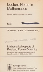 Front cover of Mathematical aspects of fluid and plasma dynamics by Vinicio Boffi