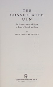 Cover of The consecrated urn by Bernard Blackstone