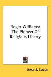 Cover of Roger Williams by Oscar S. Straus