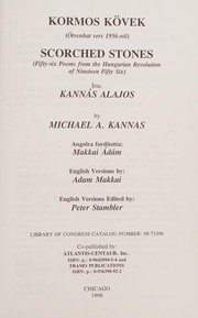 Front cover of Kormos kövek by Kannás, Alajos.